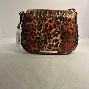Brahmin Leopard Holiday Print Patchwork Crossbody Bag